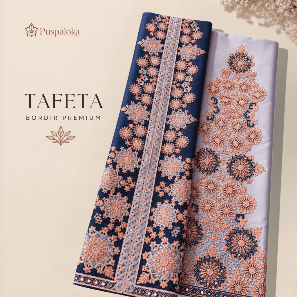 Puspaloka Bahan Setelan Kurung Melayu Bordir Diamond Kain Tafeta Premium