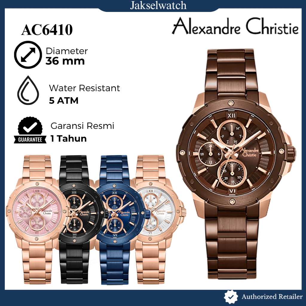 Jam Tangan Wanita Alexandre Christie AC6410 AC 6410 Original Garansi Resmi Rantai Stainless Steel
