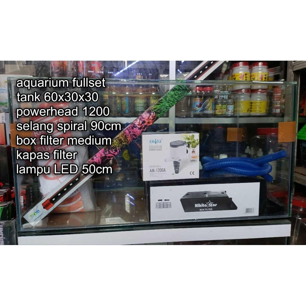 aquarium fullset 60x30x30 aquarium komplit