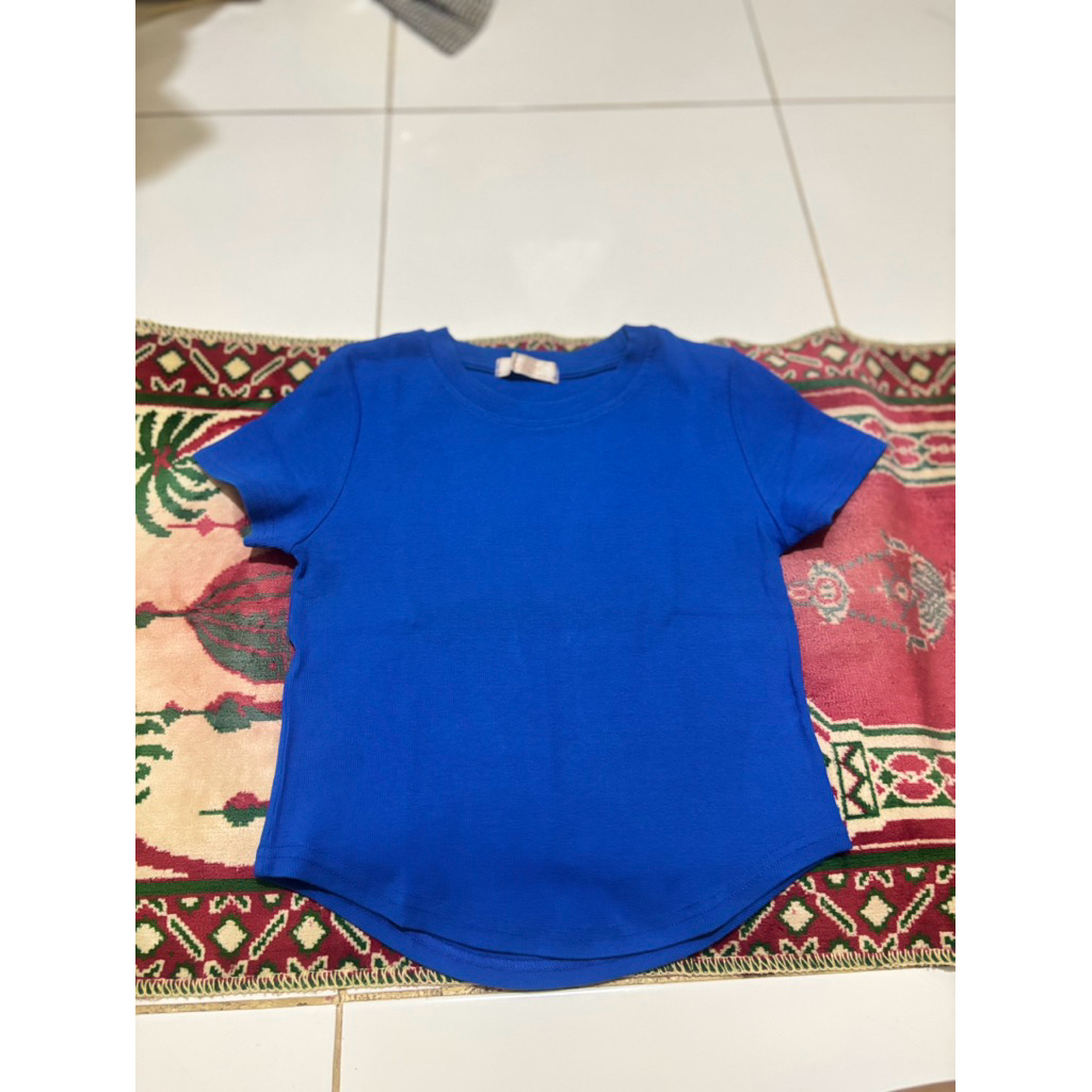 Kaos wanita crop / Atasan kaos wanita street warna biru BCA