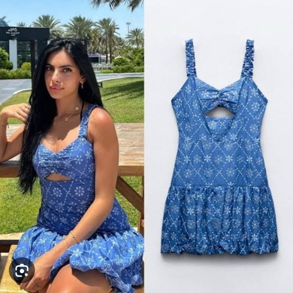 ZARA EMBROIDERY EYELET CUT OUT DRESS