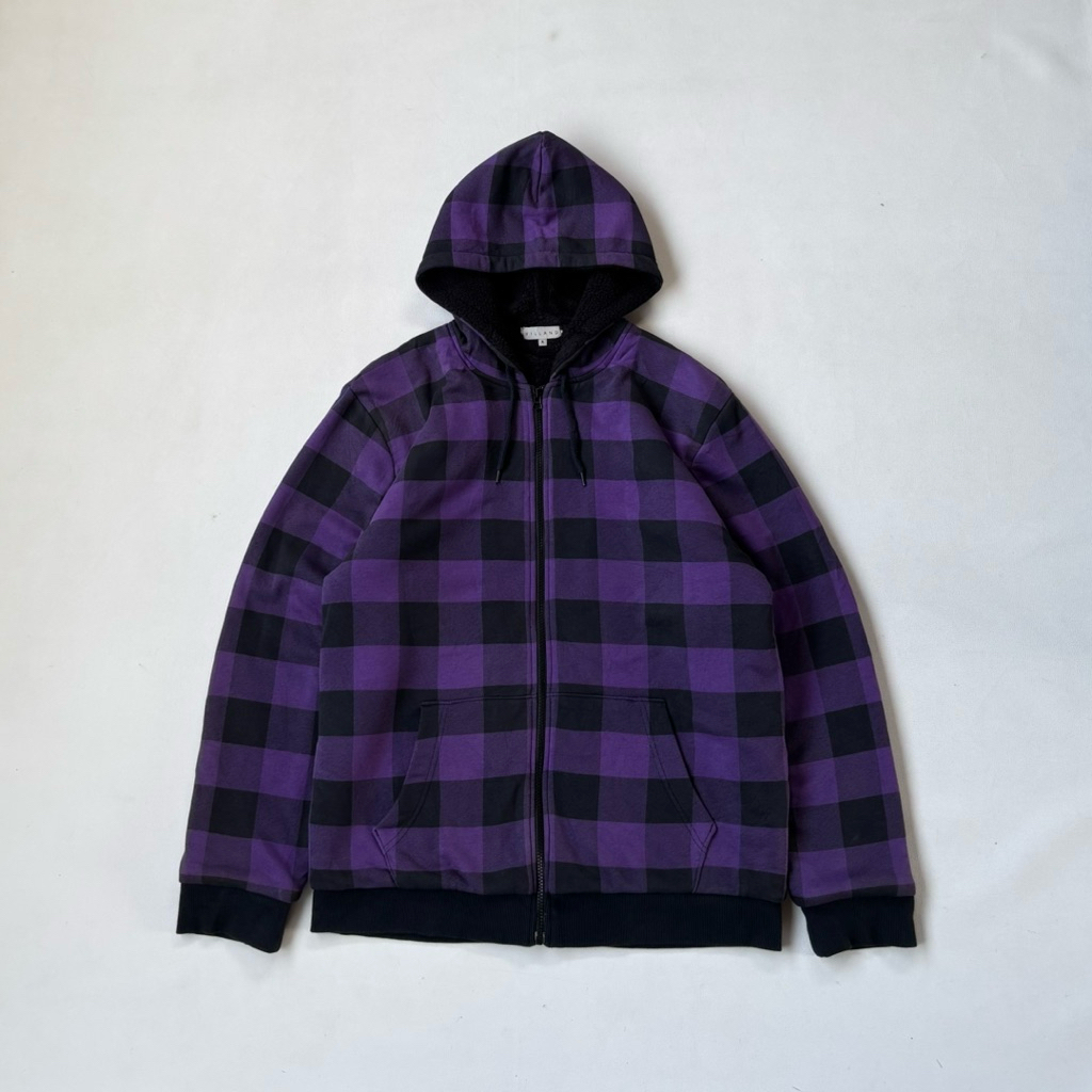 Villand Zipper Flanel Hoodie Sherpa Jacket