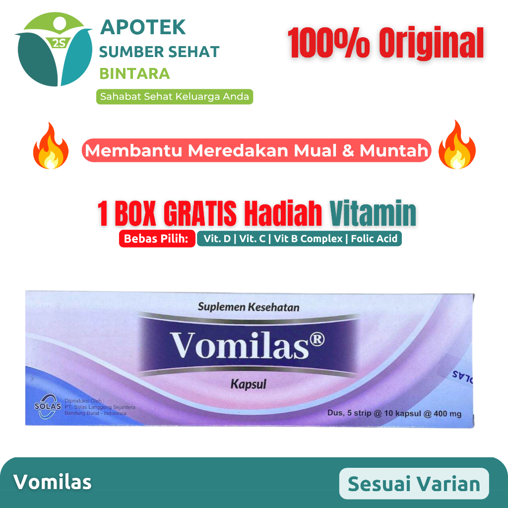 [1 BOX] Vomilas | Suplemen Ibu Hamil | Bantu Kurangi Mual