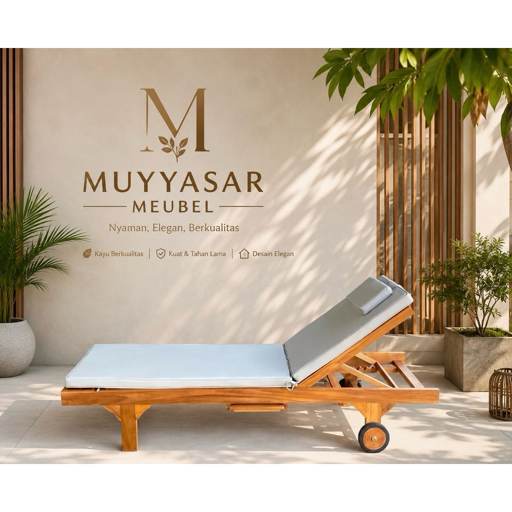kursi santai // sunbed longer pantai//kursi pantai dan kolam kayu jati
