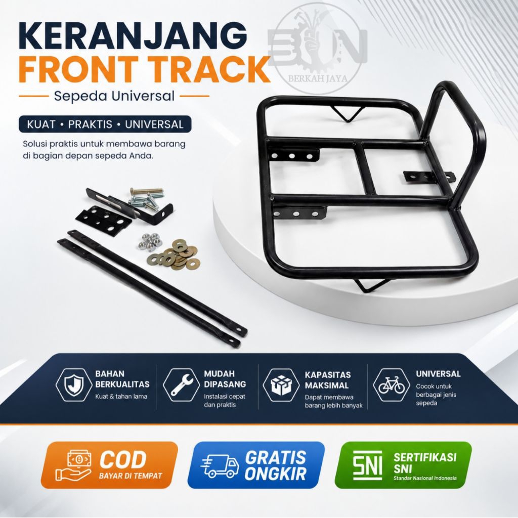 Keranjang Sepeda Depan Front Track Hitam Glosy Universal MTB Federal Lipat Fixie Alas Kayu Premium T
