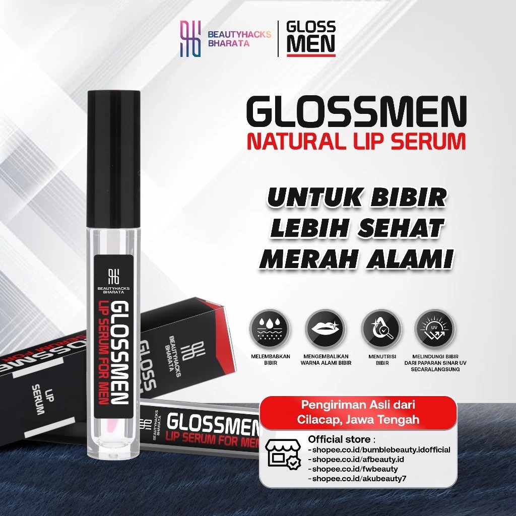 Lip Serum Bibir GLOSSMEN Mencerahkan Bibir Hitam Menjadi Merah Pink Permanen Pemerah Bibir Pria Wani
