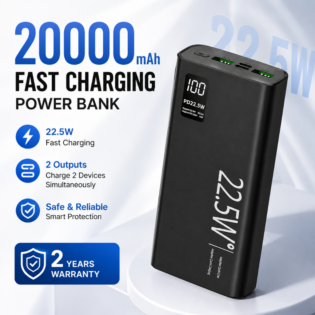 WANKEI LENTIVEN Powerbank 20000mAh Mini USB Fast Charging Kabel Lightning & Type C For Iphone Androi