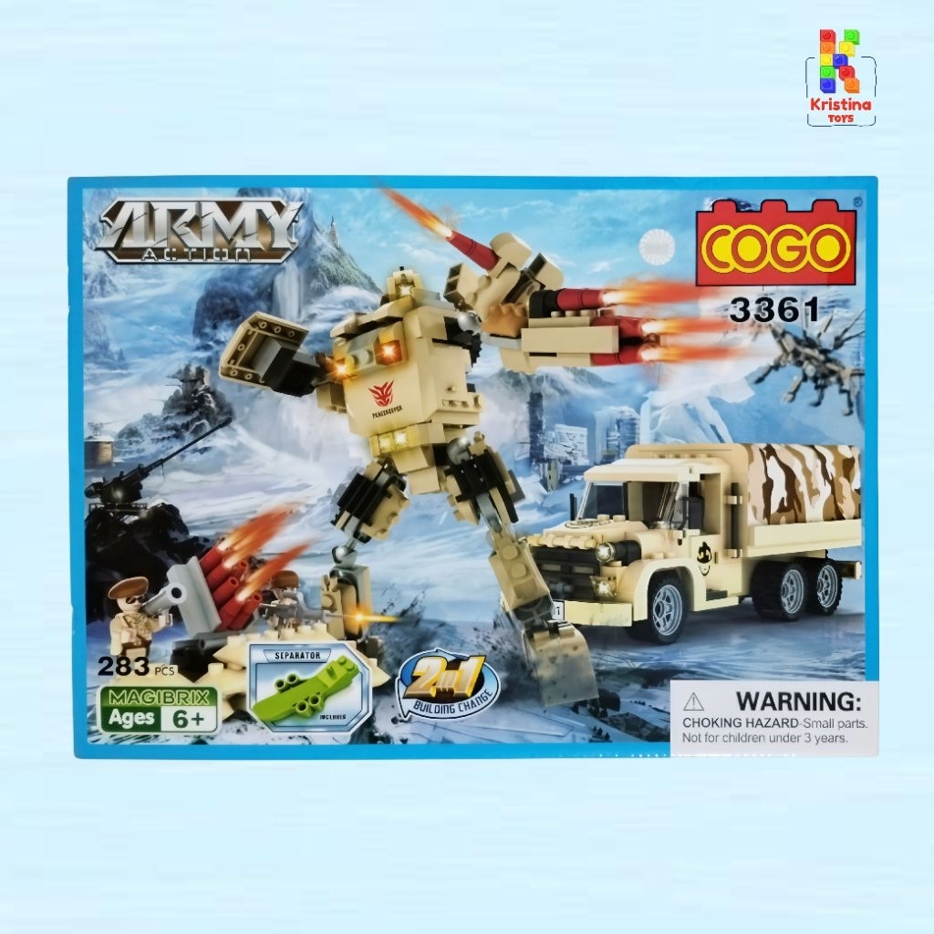 Bricks Mainan Edukasi Anak COGO Army Action 3361 - Model Robot & Mobil