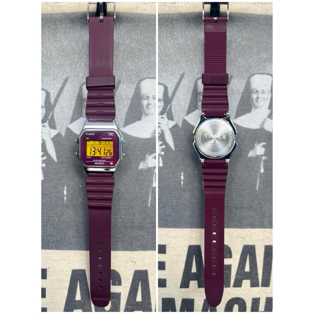 Jam Tangan Timex T80 Digital Dial Burgundy
