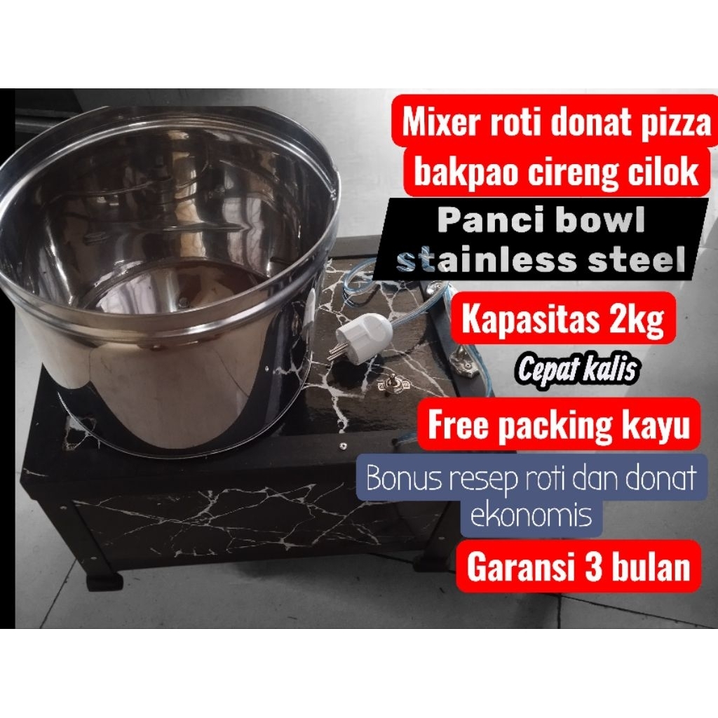 mixer rakitan roti dan donat 1.5 kg praktis free resep dan packing kayu