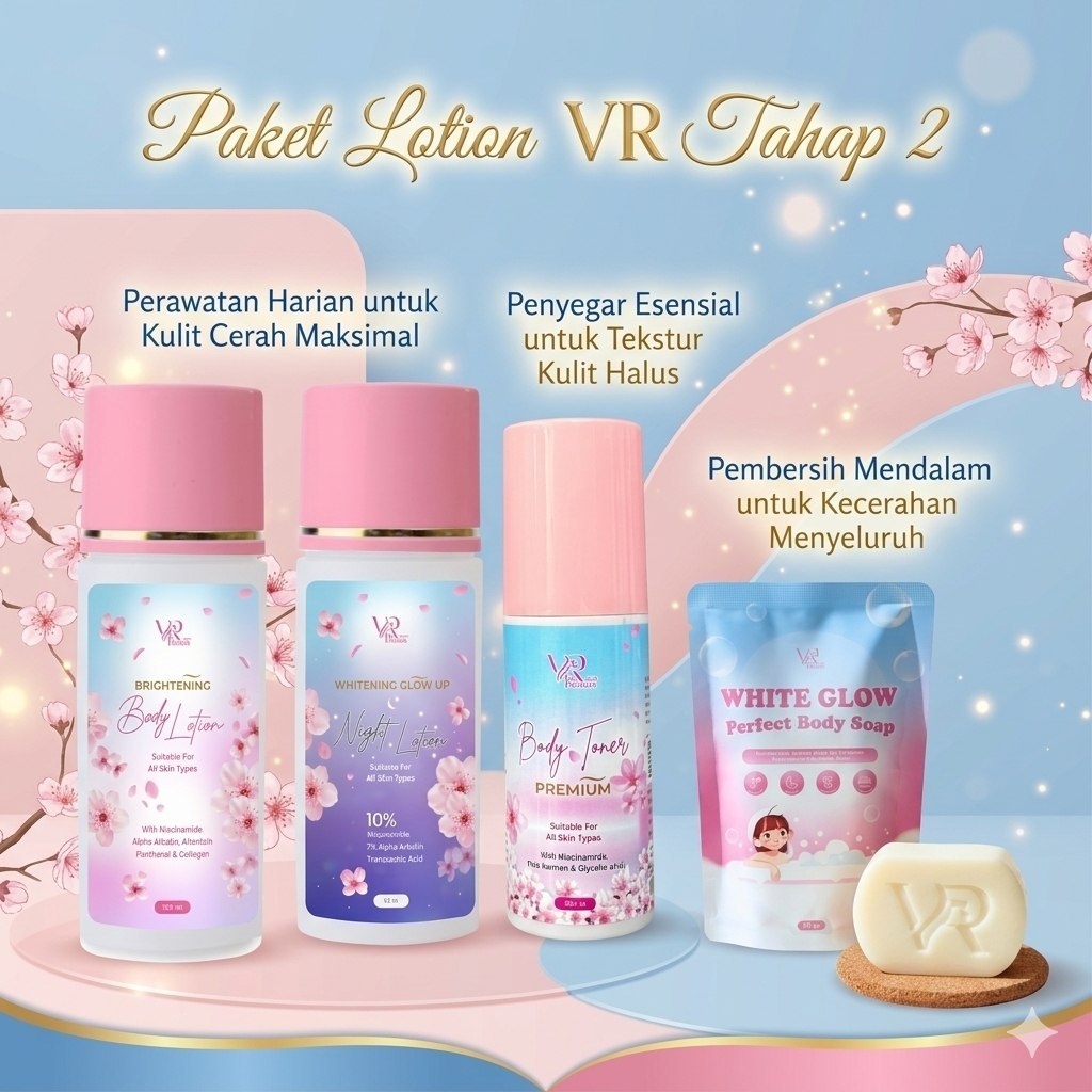 Paket lotion VR Tahap 2 Whitening , Brigtening lotion VR