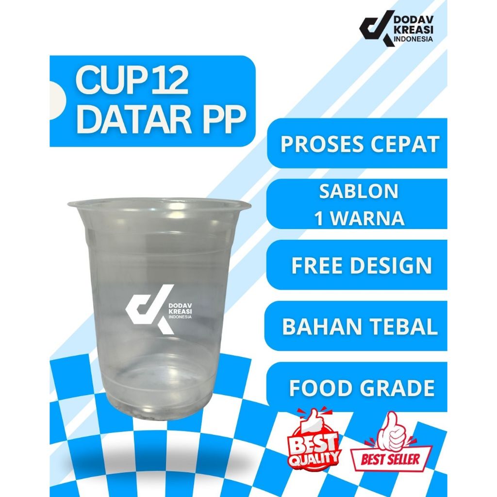 Sablon  dua warna cup 12 oz datar pp 7 gr