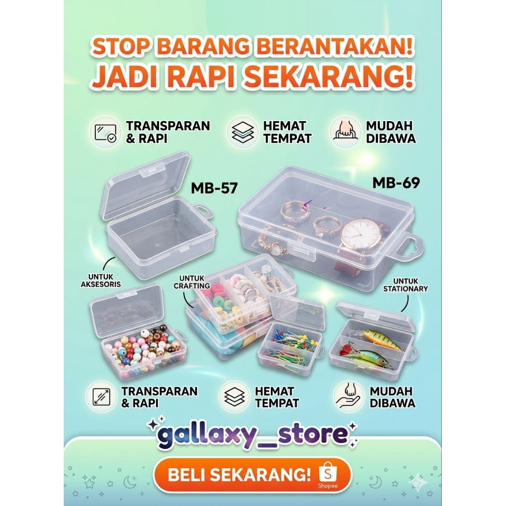 Gunindo Multibox MB-69 MB-57 Kotak Penyimpanan Plastik Transparan Serbaguna Kotak Aksesoris Mini
