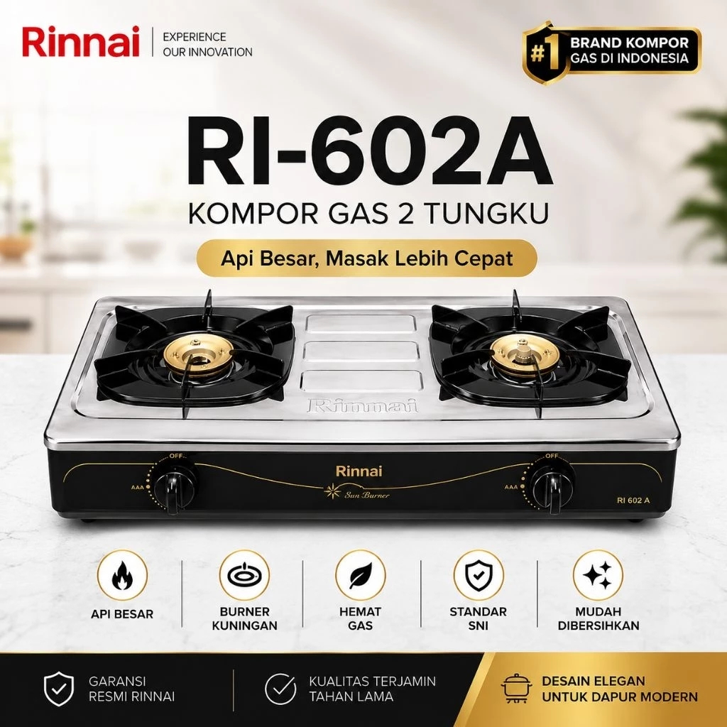 [COD] RINNAI KOMPOR RI 602A / RI-602A / RI 602 A / RI602 A (2 TUNGKU) GARANSI RESMI