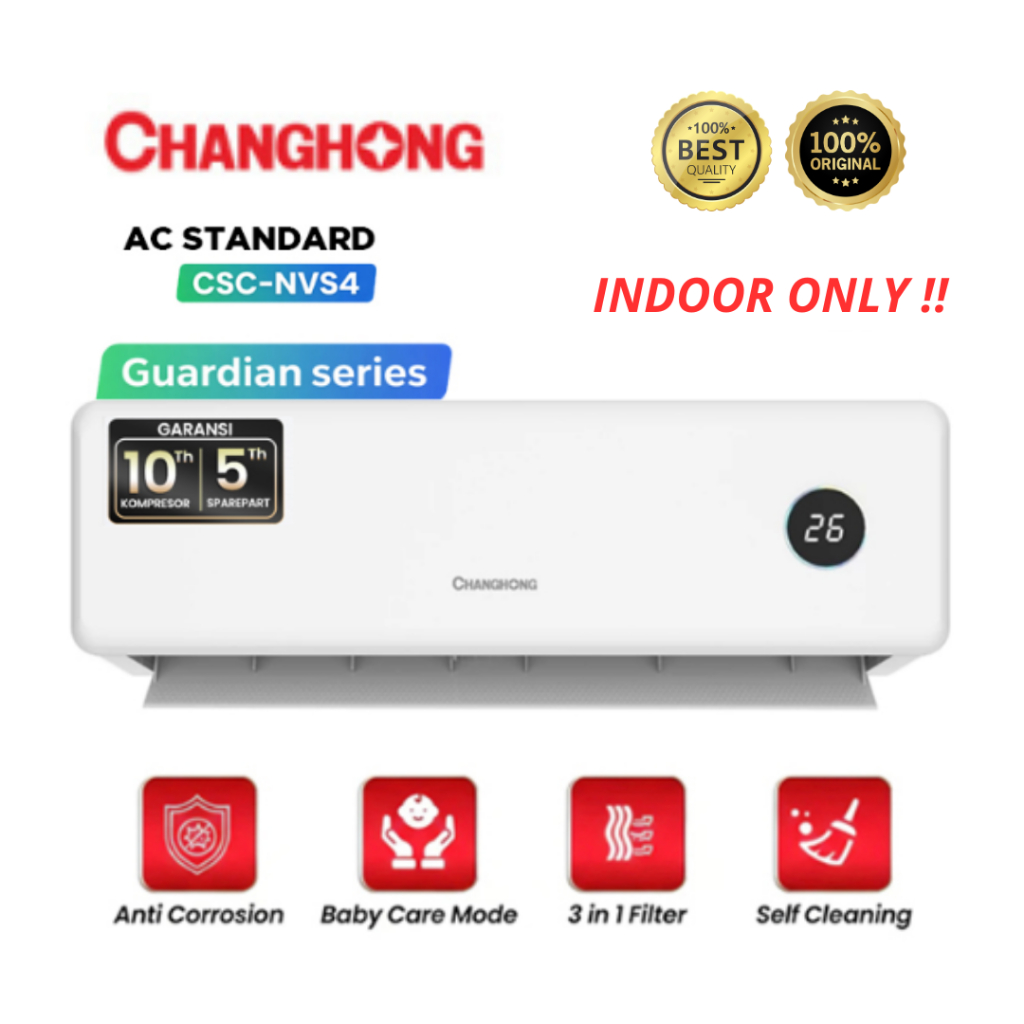INDOOR AC CHANGHONG CSC-05NVS4 AC SPLIT 1/2 PK PLASMA (INDOOR SAJA) BARU MURAH