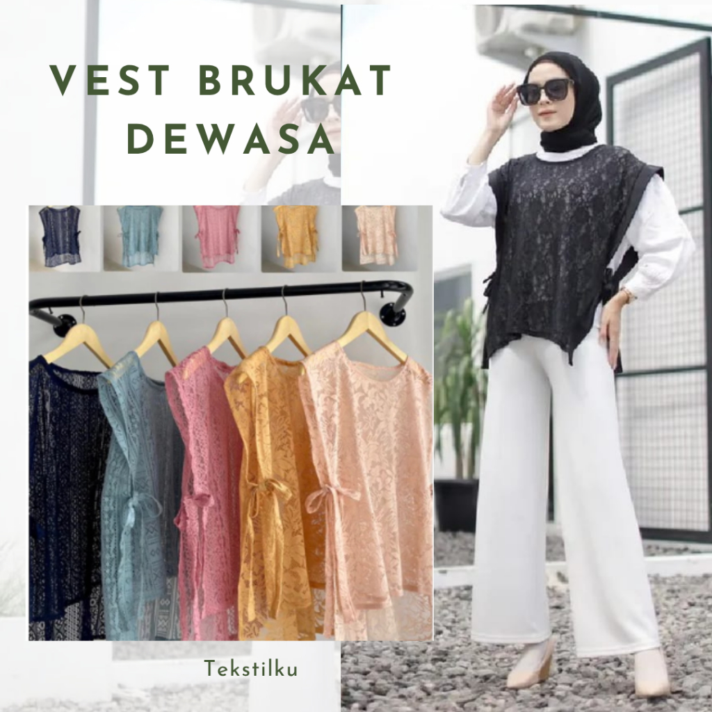 TERBARU VEST TALI BRUKAT MODEL REMPEL OUTER GAMIS ROMPI WANITA BROKAT MALIKA PREMIUM Vest brukat mal
