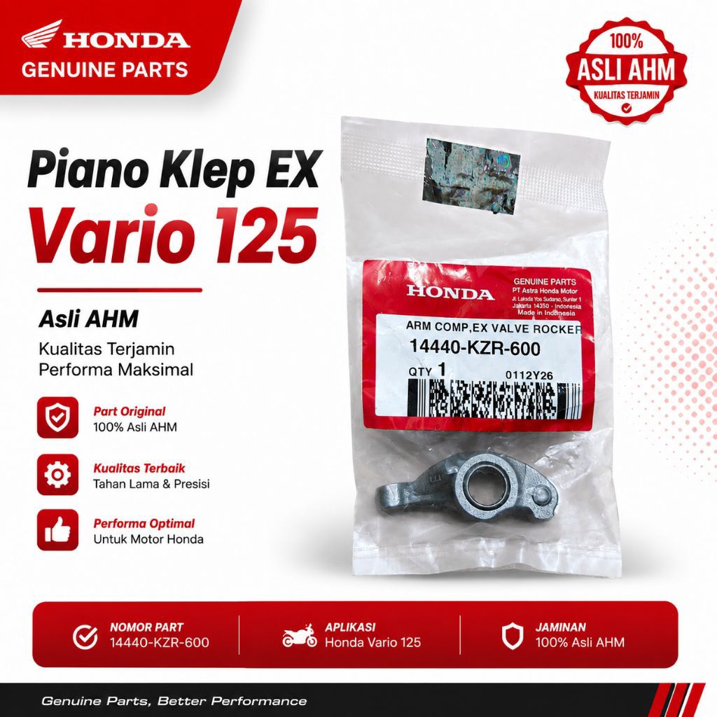 Piano Klep EX Vario 125 Asli AHM 14440-KZR-600 Arm Comp Exhaust Valve Rocker Genuine Honda Original