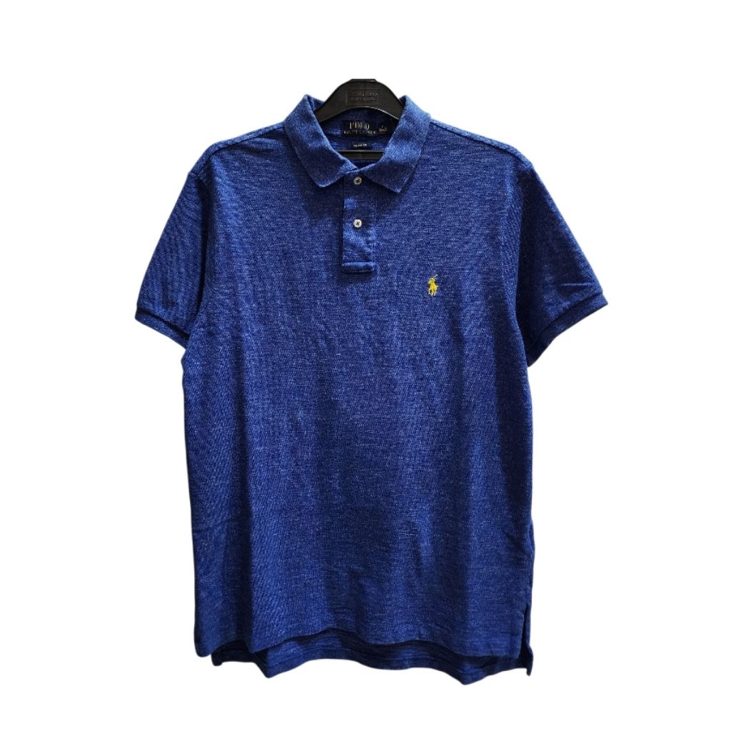Kaos Poloshirt Polo Shirt Classic Vintage Polo Ralph Lauren Warna Indigo Blue Logo Kuning Gold Rare 