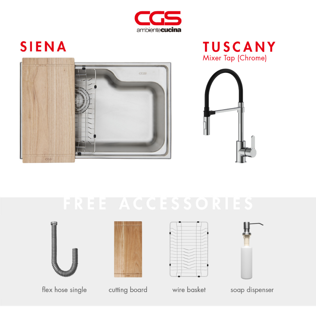 Paket Promo: CGS Siena Kitchen Sink + CGS Tuscany Mixer Taps