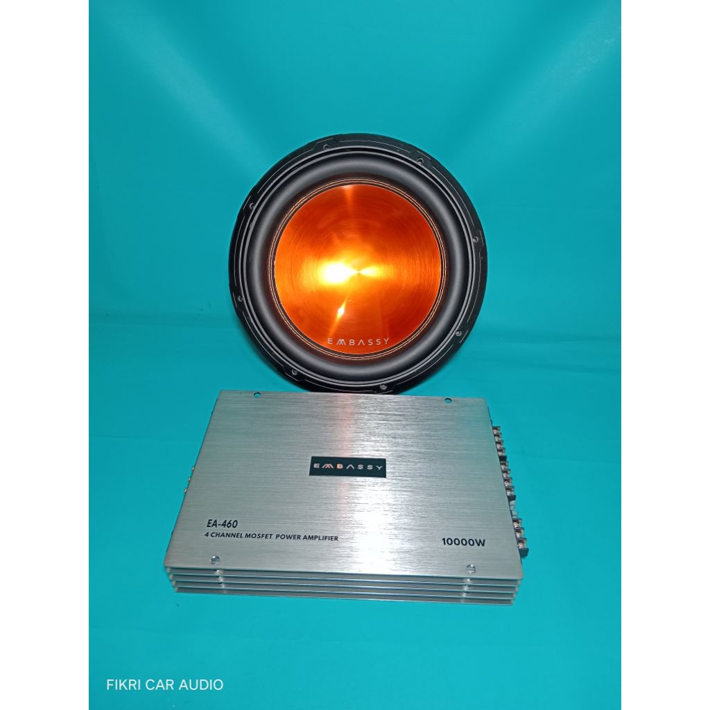 Power EMBASSY EA-460 4Channel 10000Watt & Subwoofer EMBASSY EW-126 600Watt 12 INCH Audio Mobil