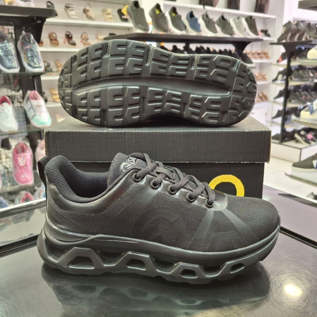 QISHI Sepatu Sekolah Sneakers Anak | Caesar | Hitam Hitam