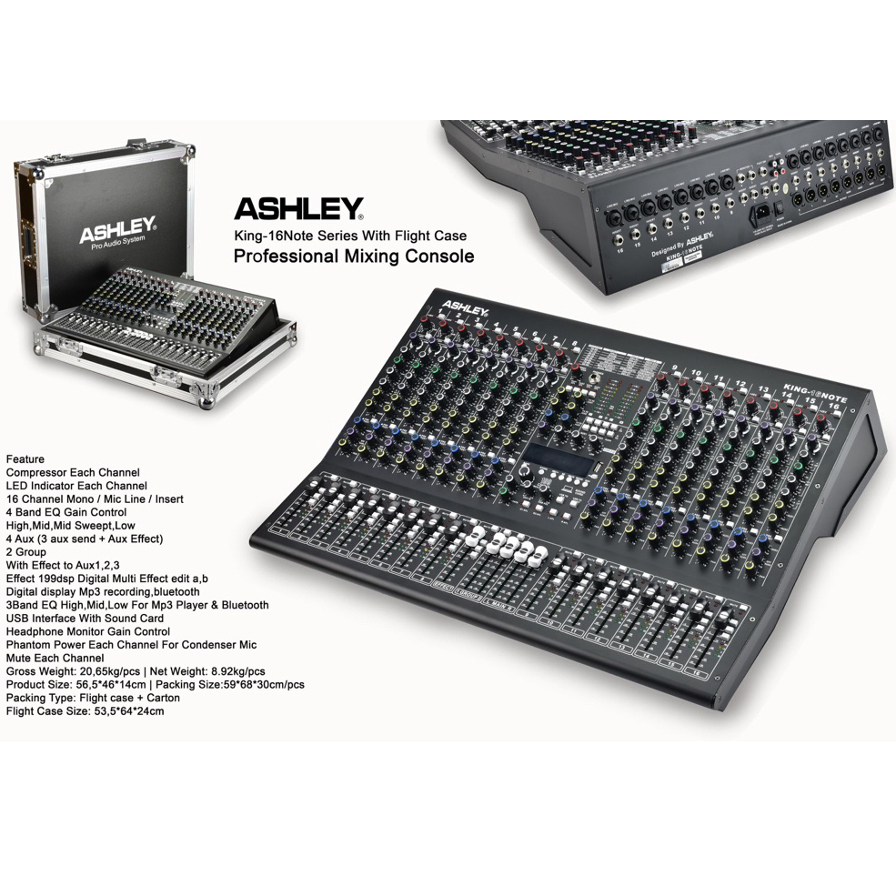Mixer ashley king 16 note original Ashley King 16 channel hardcase