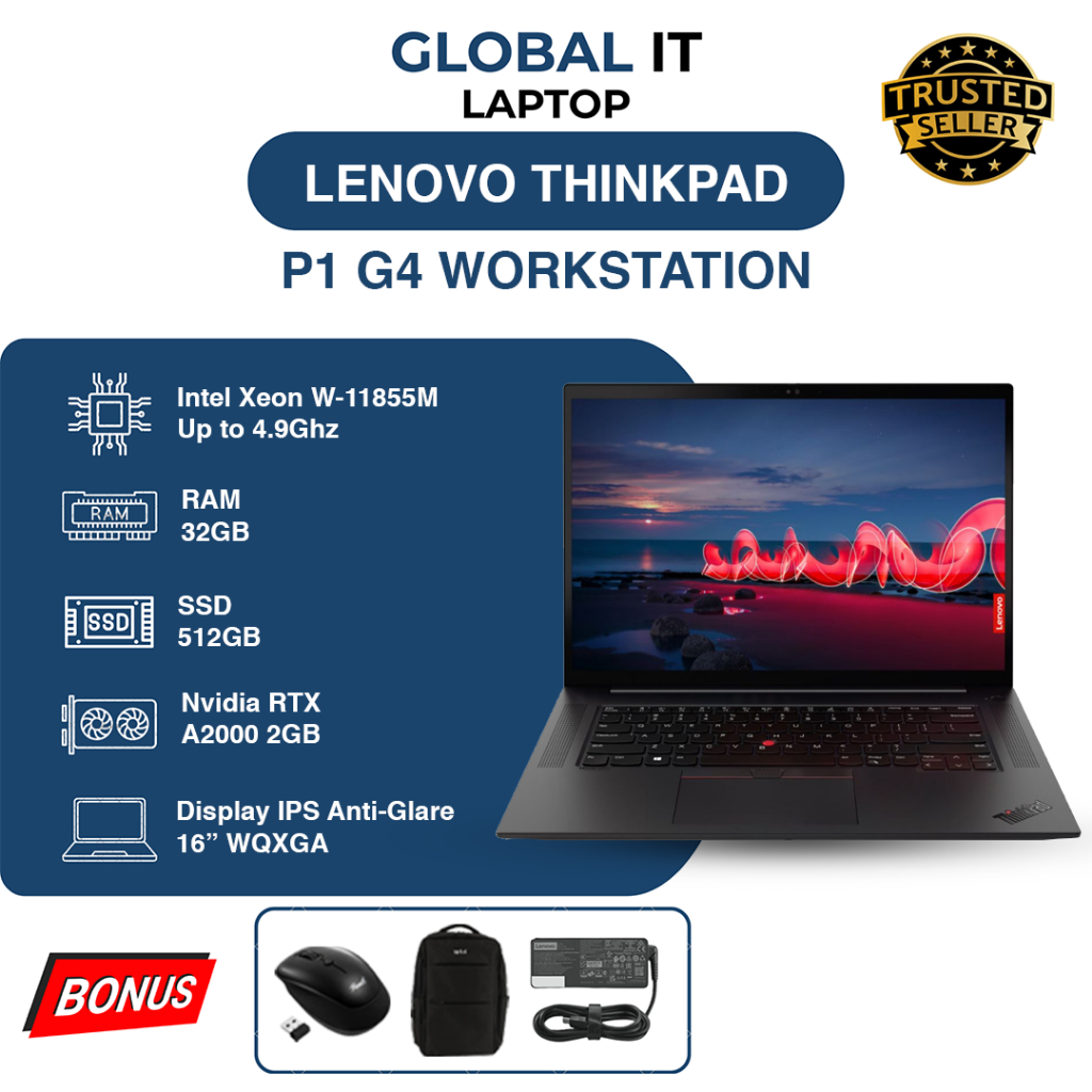 LENOVO THINKPAD P1 GEN 4 INTEL XEON RTX A2000 4GB RAM 32GB SSD 512GB