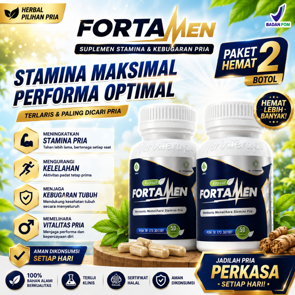 Fortamen Obat Herbal Kebugaran Pria paket 2 botol Original Suplemen Kesehatan