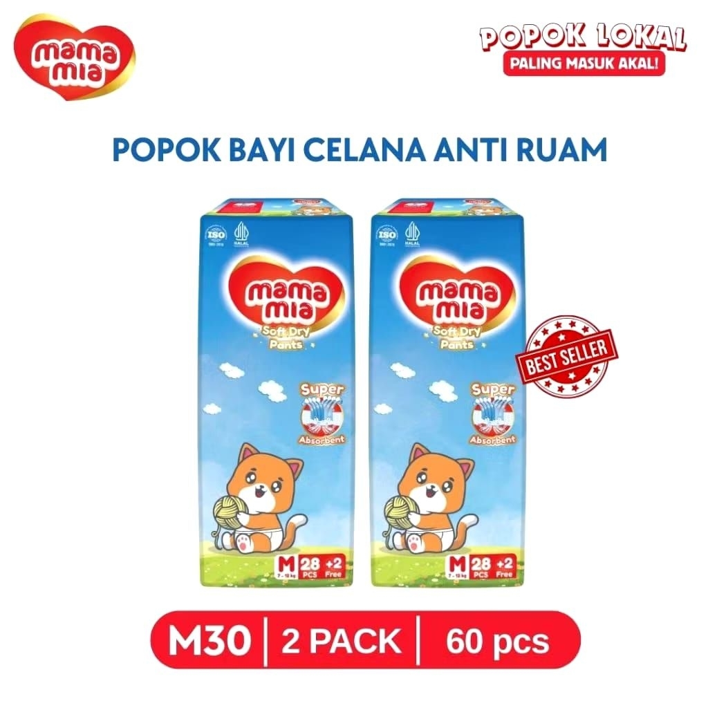 Paket 2 Ball Mamamia Pants Popok Bayi Celana M28+2