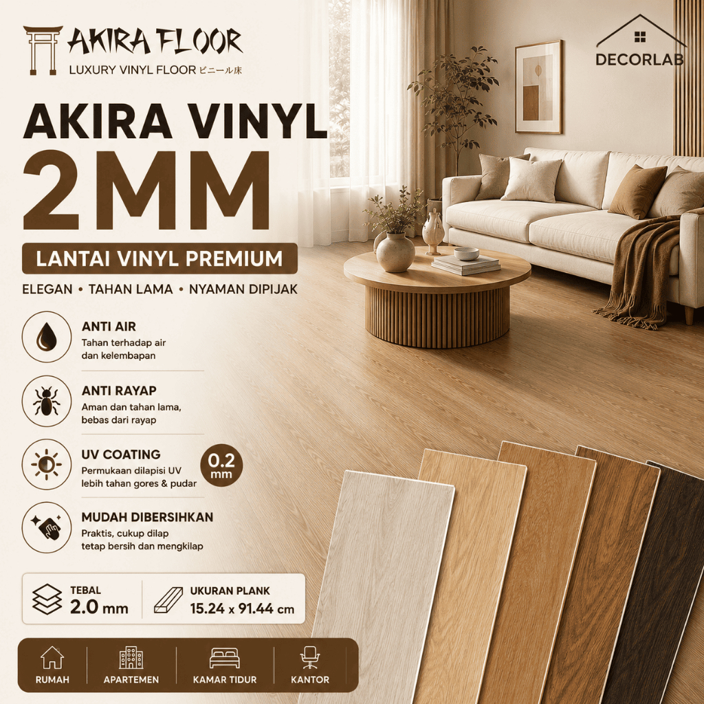 AKIRA FLOORING - VINYL 2MM - VINYL FLOORING - LANTAI VINYL - LANTAI KAYU