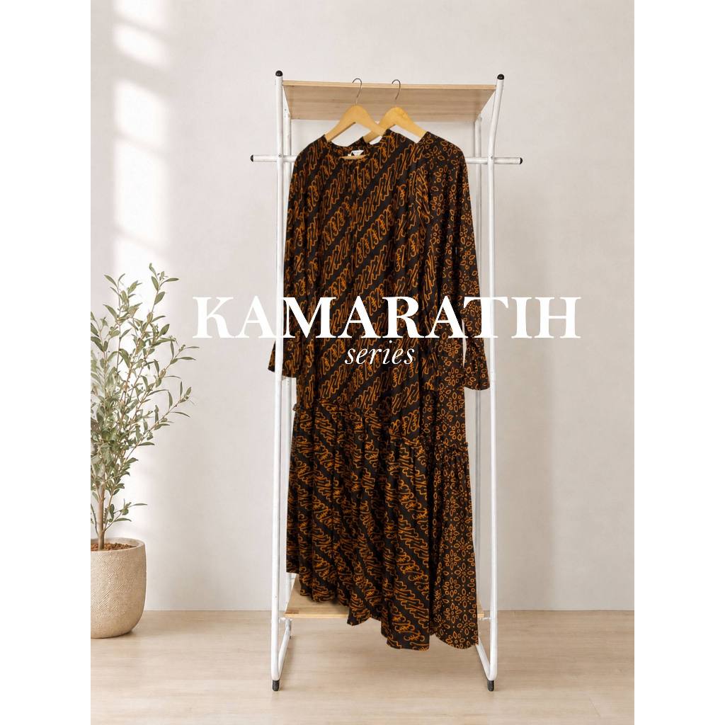 Abaya Kama Ratih Original Sentiko Batik | Abaya Rayon Batik Cap Motif Truntum Kancing Depan Elegan