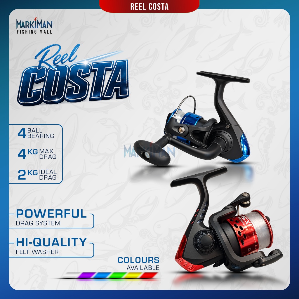 Reel Gaskan Costa Scorpion FX 200 Reel Pancing Spinning 4 Ball Bearing Bonus Senar Pancing | REEL OG