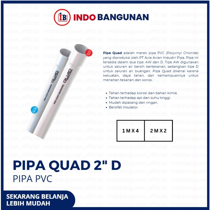 PIPA PVC QUAD 2" D