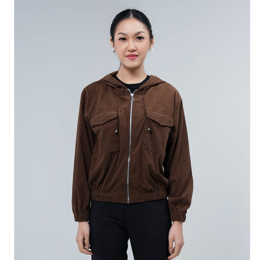 Hardware Clothing Atasan Jaket Wanita Lengan Panjang Ridge Zip Hoodie