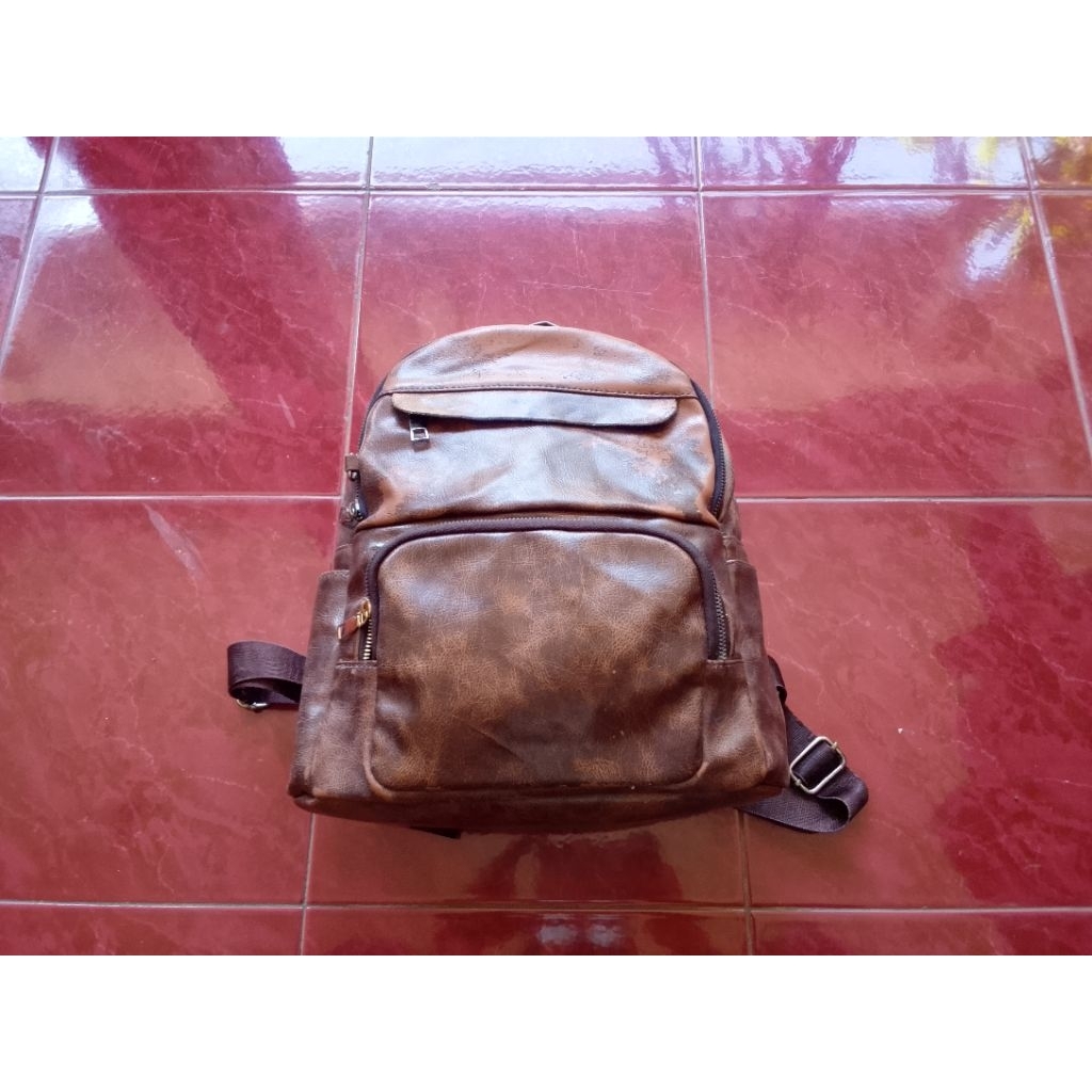 Tas Ransel Kulit Pvc Mitasi Unisex Original Second