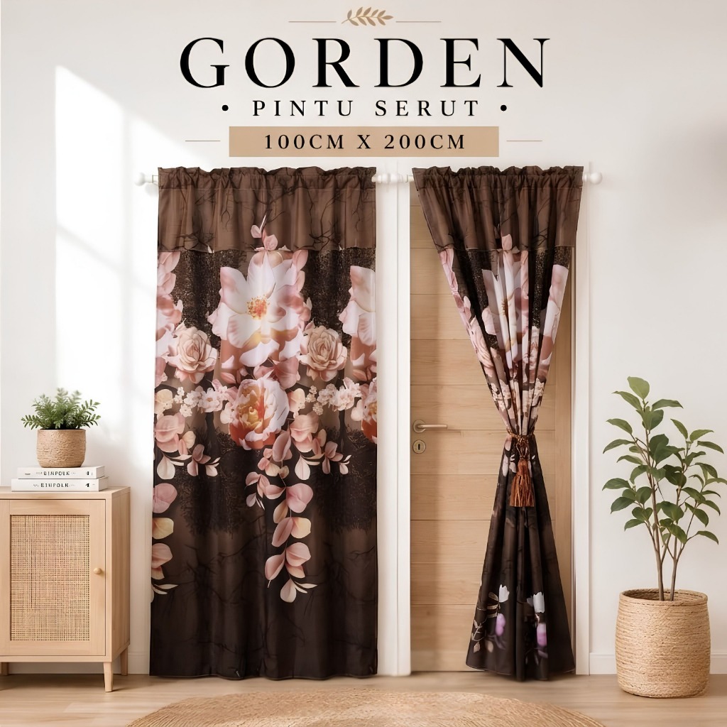 DRAPEZA Gorden Pintu Serut Bahan Poliester Ukuran 100X200cm