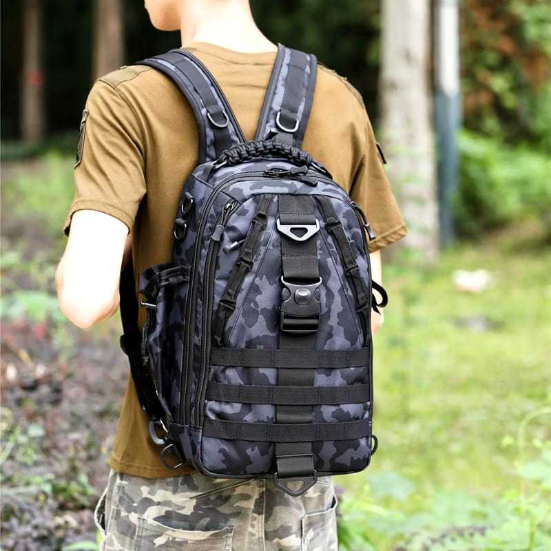 Ransel 2in1 Sling bag pria waterpoof - tas pancing - naik gunung - travel - selempang pria - sling b