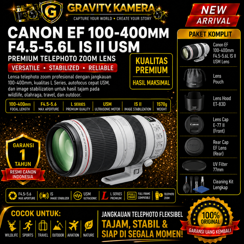 LENSA CANON EF 100-400MM F4.5-5.6L IS II USM / CANON EF 100-400MM II
