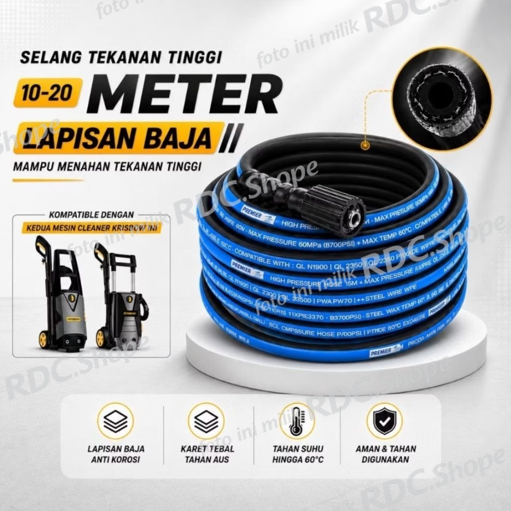 Selang Jet Cleaner Krisbow 150/170 Bar, Selang Premium, Selang high pressure Krisbow 150 Bar, selang