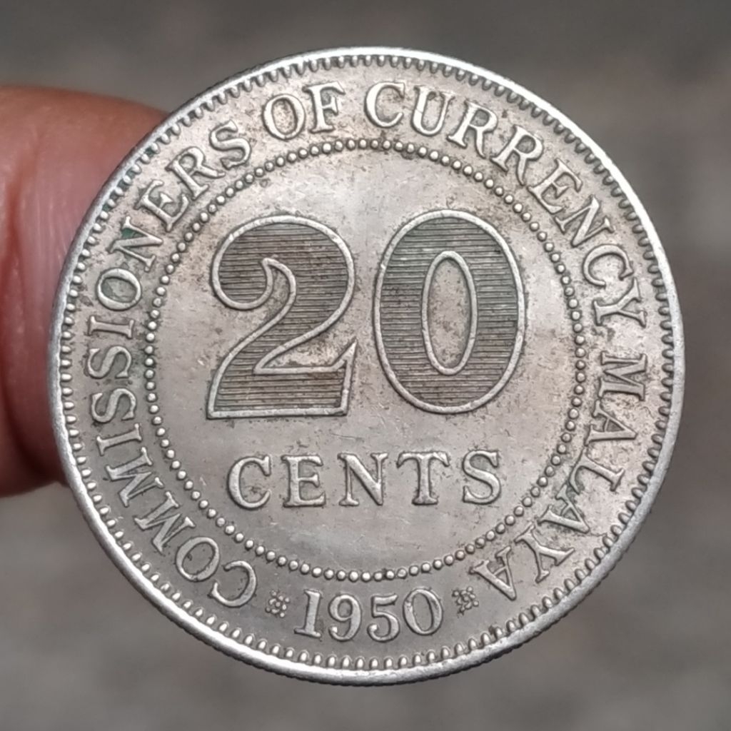 Koin Kuno Malaya 20 Cents 1950 King George VI