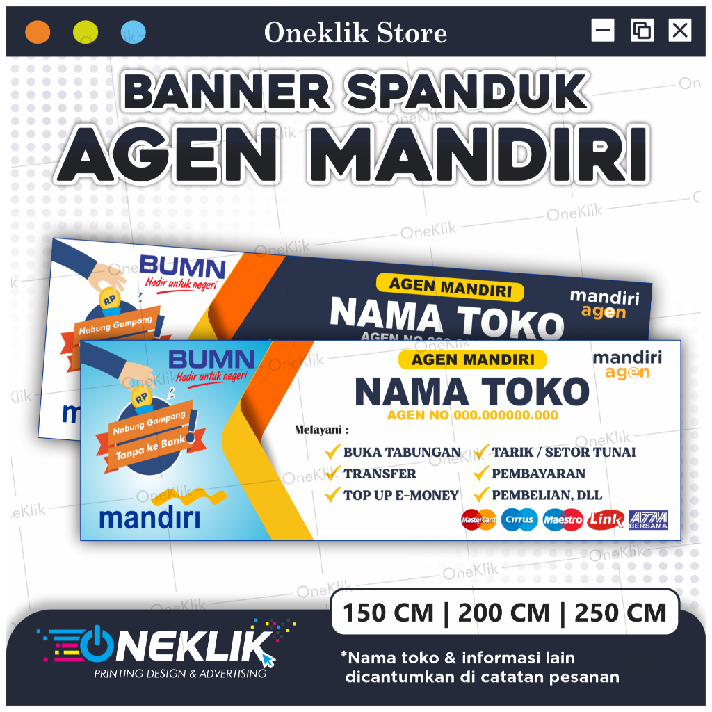 Spanduk Banner Agen Mandiri Custom / Spanduk Renda Mandiri Agen Custom / Banner Spanduk Backdrdop Ag