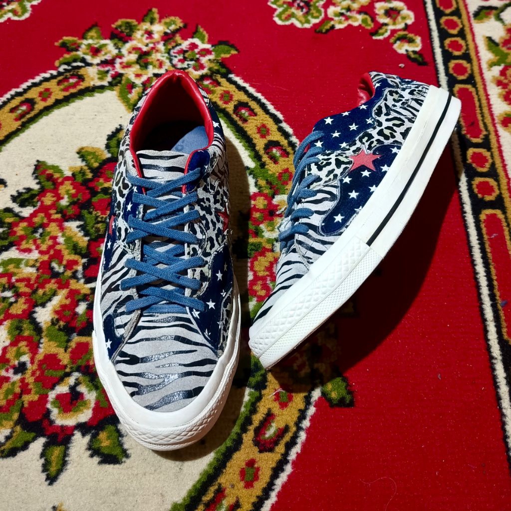 SALE 42-43 CONVERSE ONE STAR LEOPARD LEATHER AND SUEDE MIX VERY RARE dan LANGKA ORIGINAL