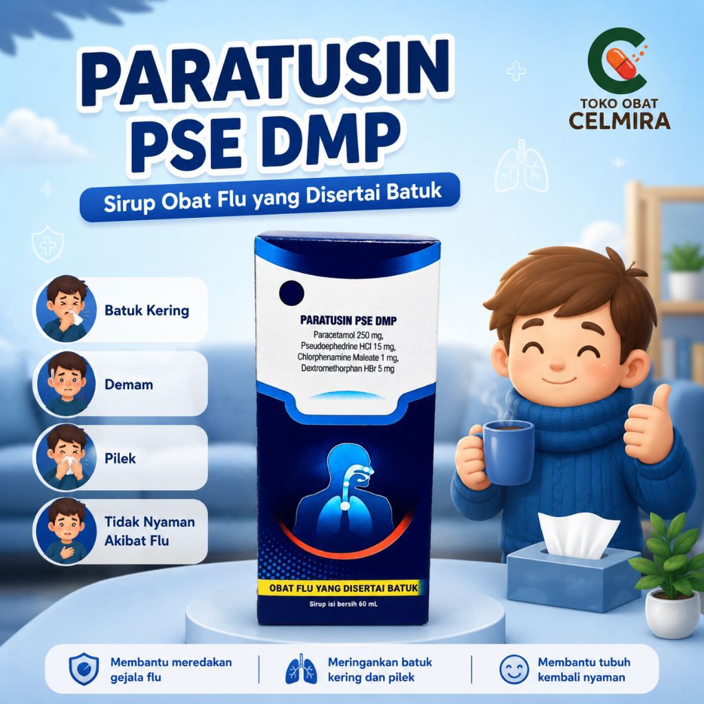 Paratusin Sirup 60ml - Obat Batuk Flu, Pilek, dan Penurun Panas Anak/Dewasa