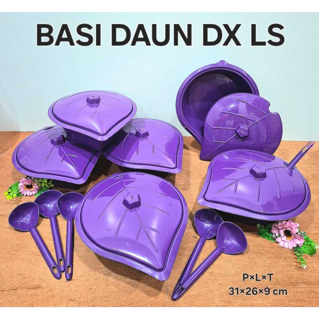 Basi Coklat & Ungu Caramel Nagoya LS DAUN Set Isi 6Pcs / Prasmanan Plastik Daun