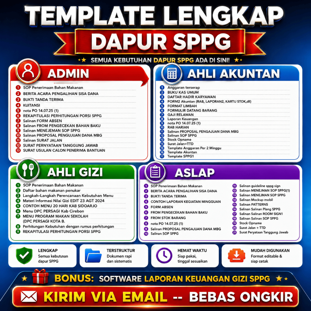 Template Ahli Akuntan Admin Ahli Gizi Aslap Dapur SPPG MBG Lengkap