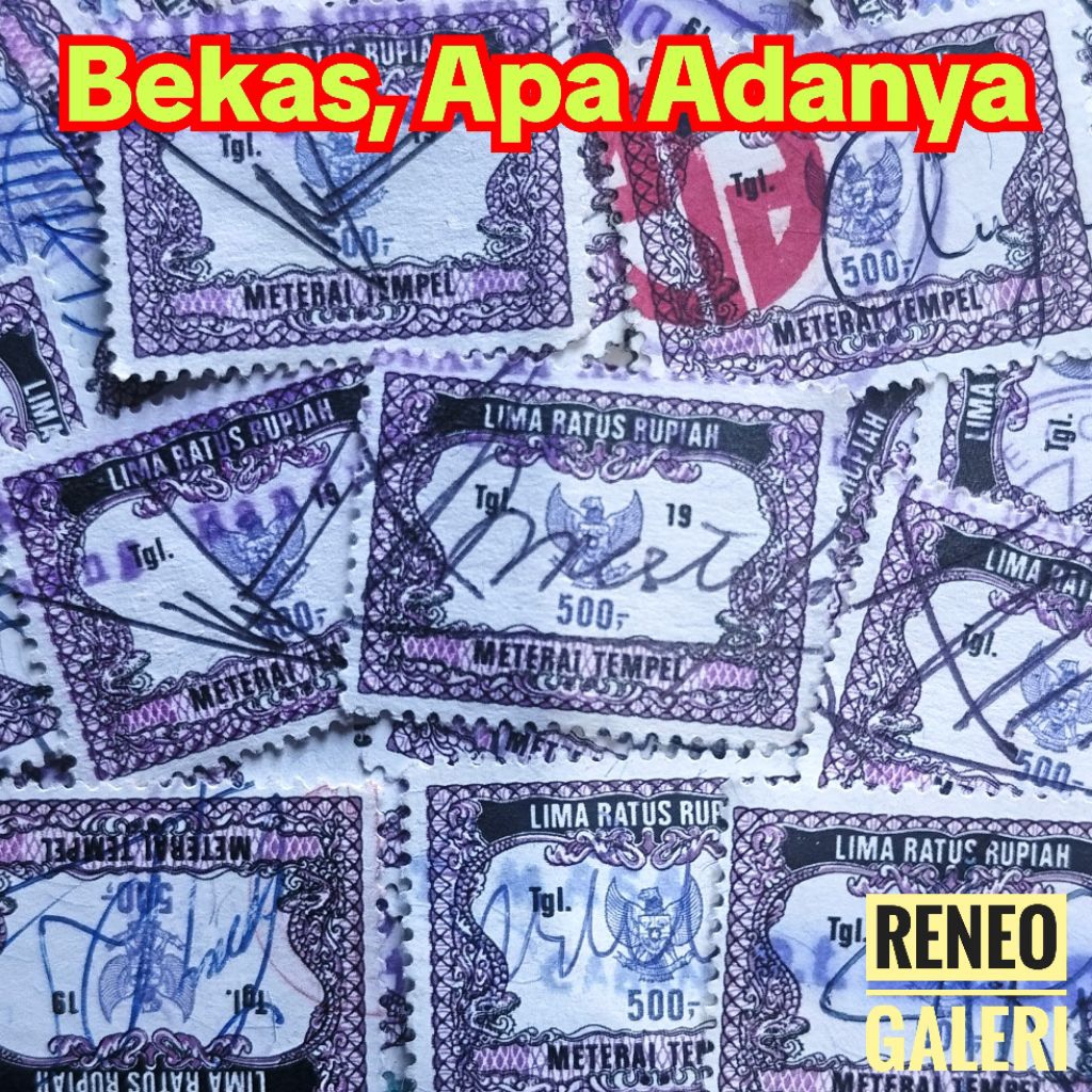 1 pcs Materai 500 Rupiah tahun 1991 1992 1993 1994 1995 bekas asli original meterai tempel Rp prangk