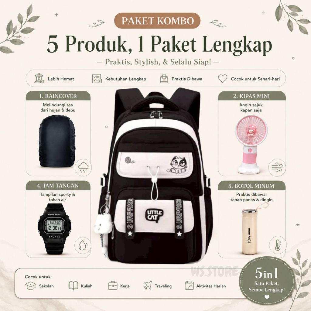 Tas Sekolah Premium Bahan Tebal Tas Sekolah Anak/Remaja tas simple cewe terbaru 2026