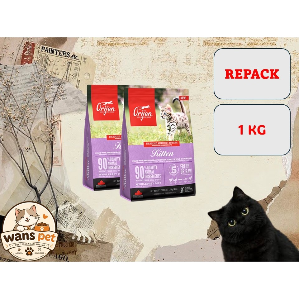 MAKANAN KUCING ( ORIJEN CAT FOOD KITTEN KEMASAN 1KG ) ( ORIJEN CAT FOOD KITTEN )
