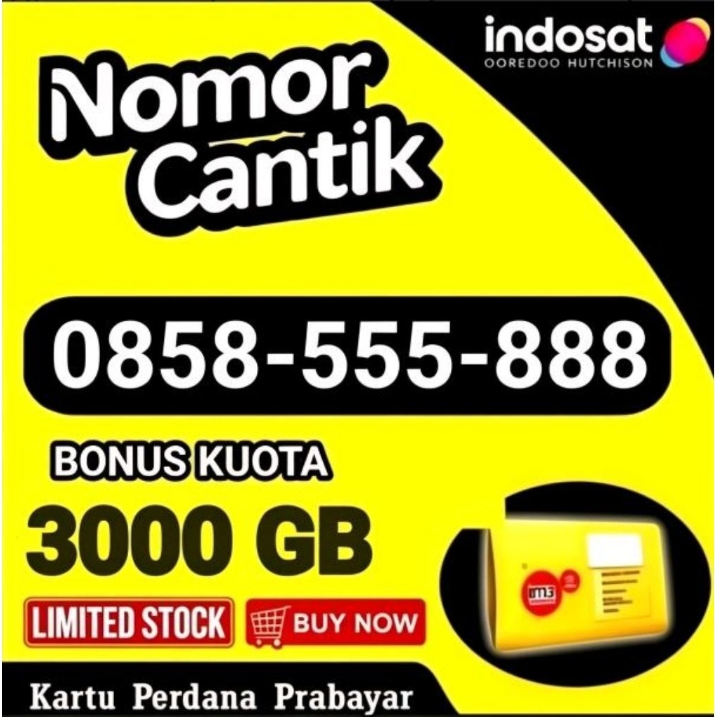 kartu IM3 nomor cantik Indosat bonus Kouta internet 3000 GB Kouta utama masa aktif panjang