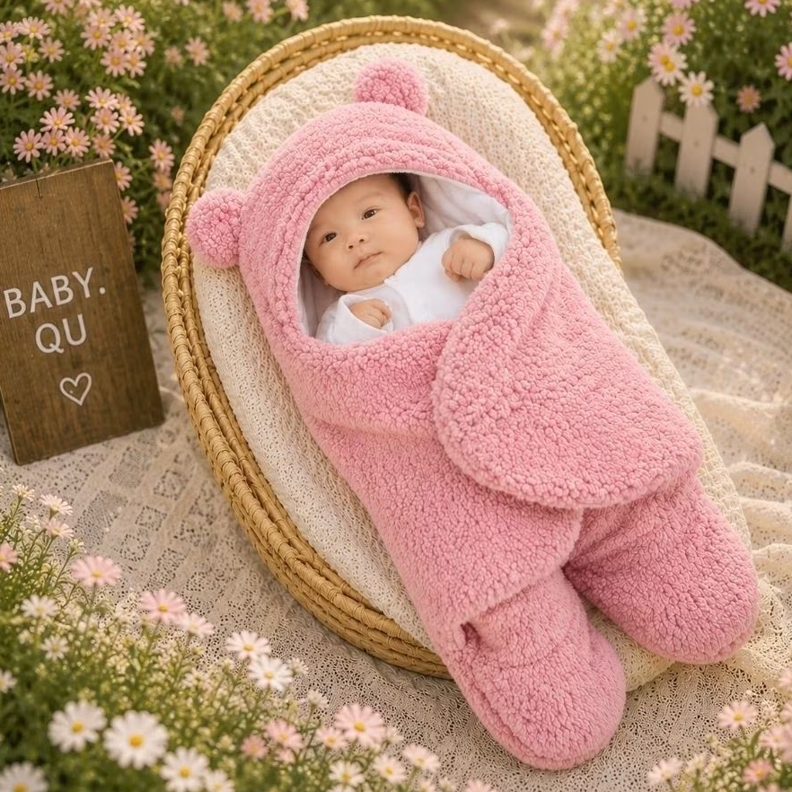 Selimut bedong bayi karakter berkaki lucu hadiah lahiran lembut hangat tebal praktis traveling baby